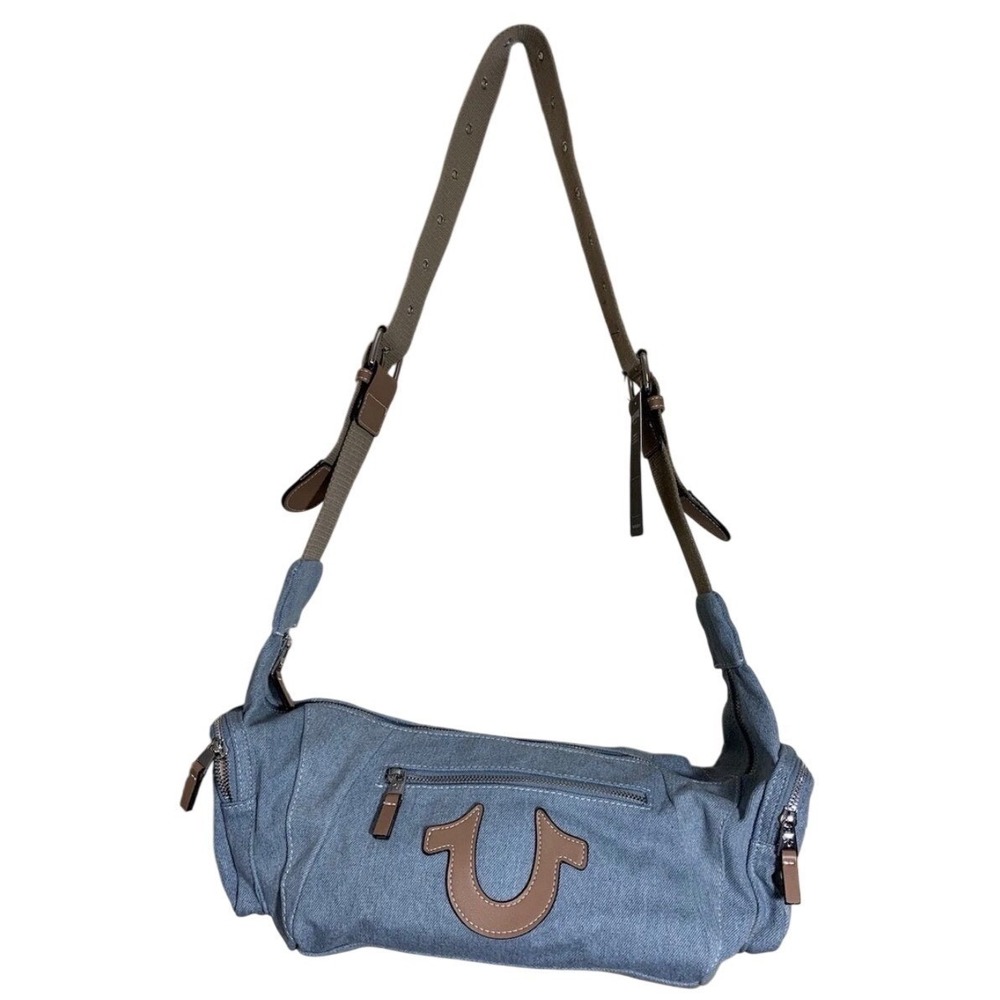 True Religion Women's Slouchy Boho Bag Purse Light Blue Denim Crossbody NWOT